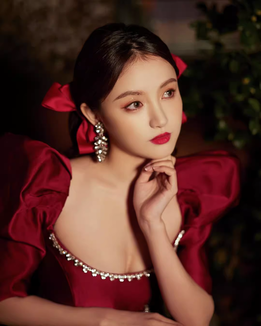 Vintage Burgunder A-Linie Homecoming Kleid Perlenbesetztes kurzes Puffärmel Partykleid A-Linie Cocktailkleid, DP6612