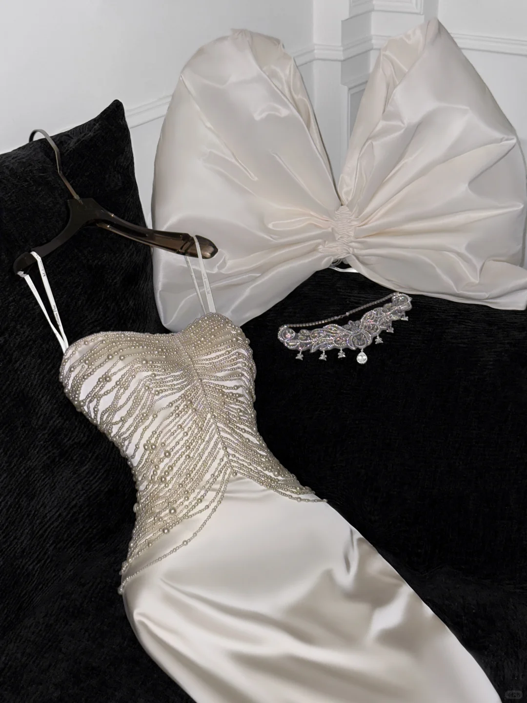Elegant White Strapless Mermaid Satin Long Party Dresses Wedding Dresses, DP5477