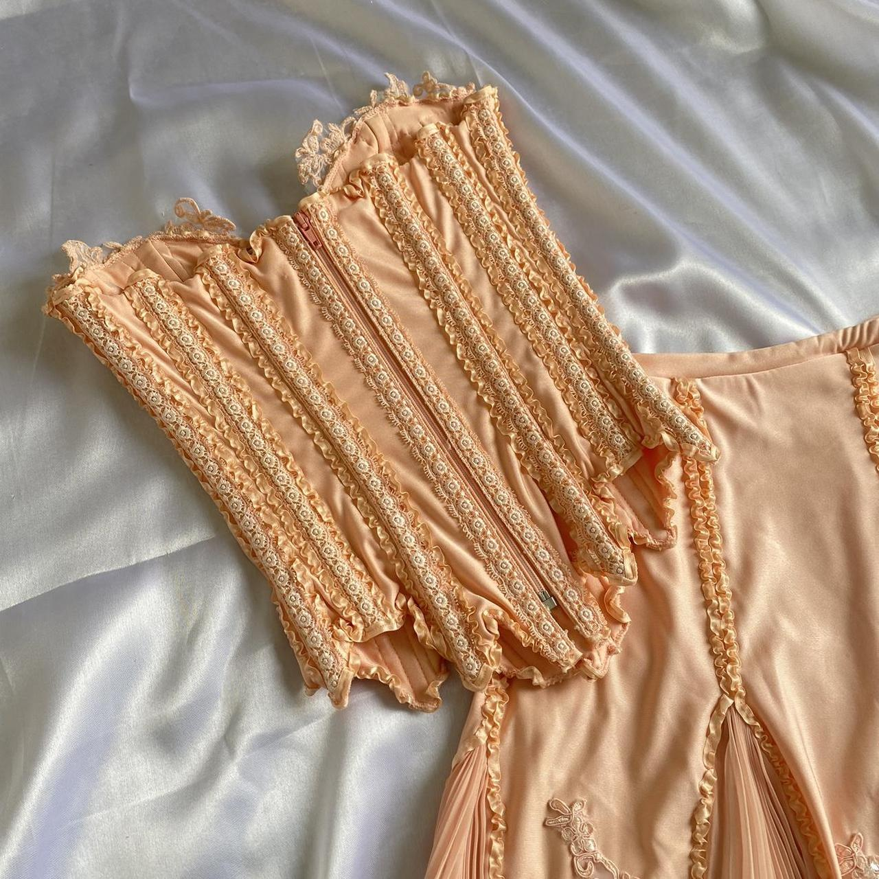 Unique 2 Pieces Appliques Ruffles Long Prom Dress Birthday Outfits, DP3418