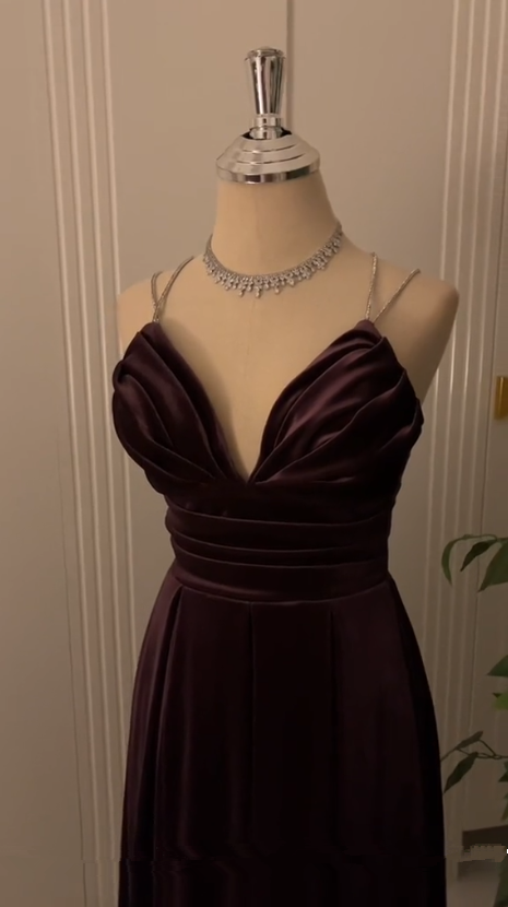 Dark Blue Straps A-Line Long Prom Evening Dress Cocktail Dress, DP3329