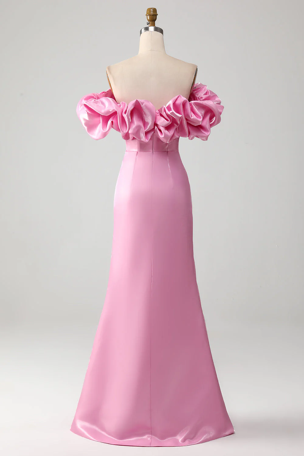 Chic Pink Off Shoulder Long Prom Dress with Slit,DP1067