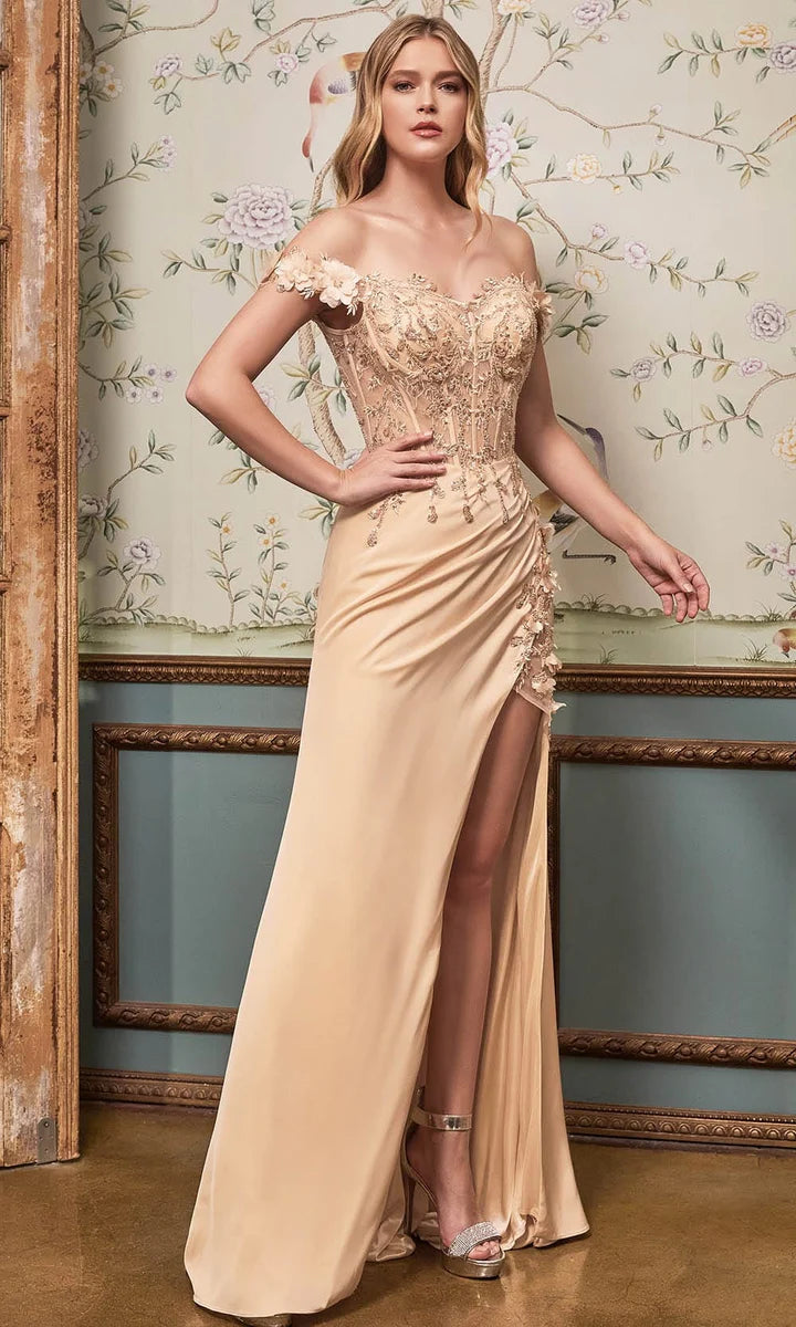 Vintage Perlenbesetztes Etuikleid, schulterfreies Abendkleid, hoher Schlitz, langes formelles Kleid, DP6596