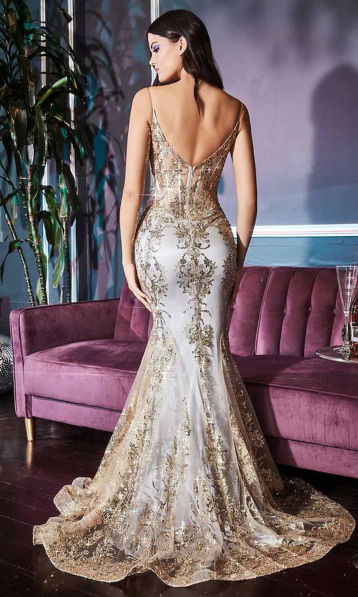 Vintage Shiny Beaded Mermaid Prom Dress V-neck Spaghetti Strap Evening Dress Long Formal Dress, DP6595