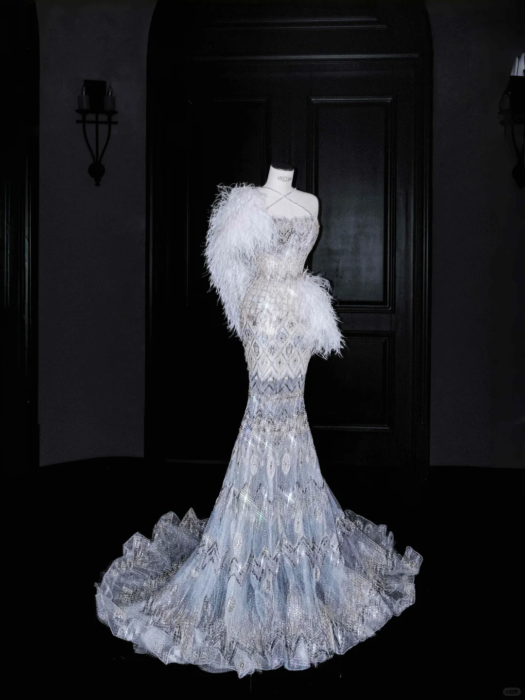 Stunning Cross Straps Mermaid Beading Long Evening Dress Birthday Outfits, DP5092