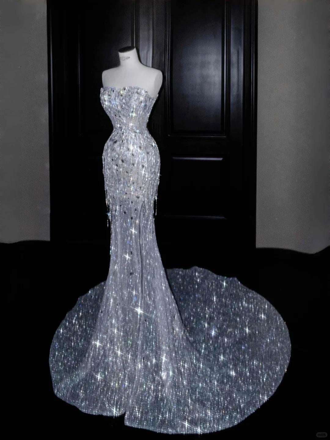 Glitter Strapless Mermaid Beading Tassel Long Evening Dress Birthday Outfits, DP5093