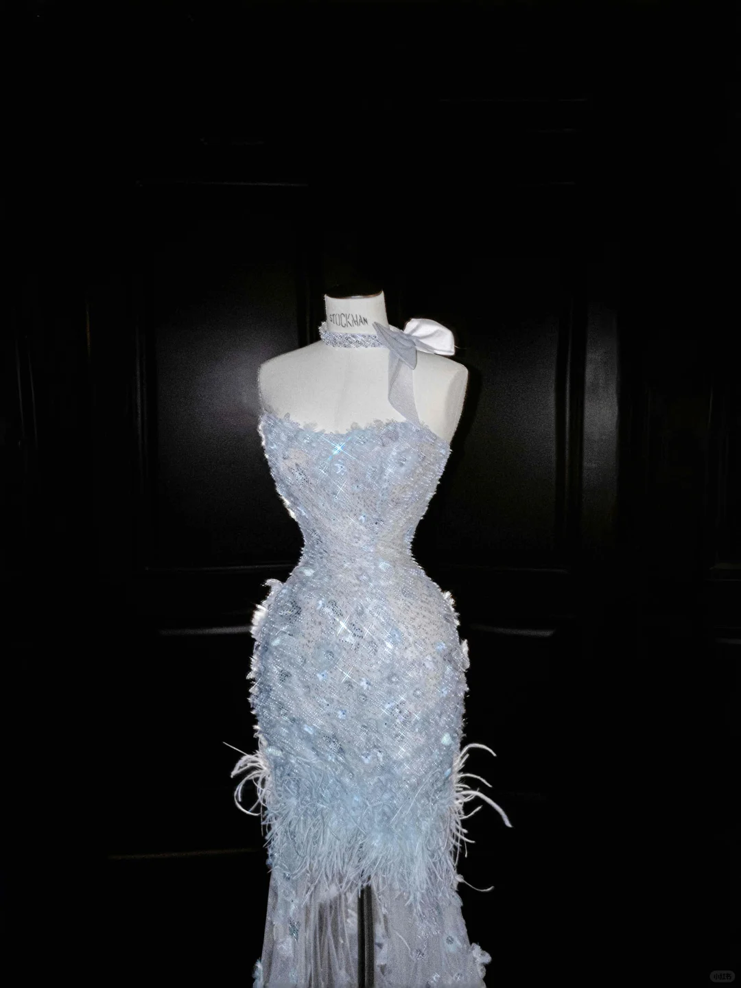 Light Blue Strapless Mermaid Beading Long Evening Dress Birthday Outfits, DP5089