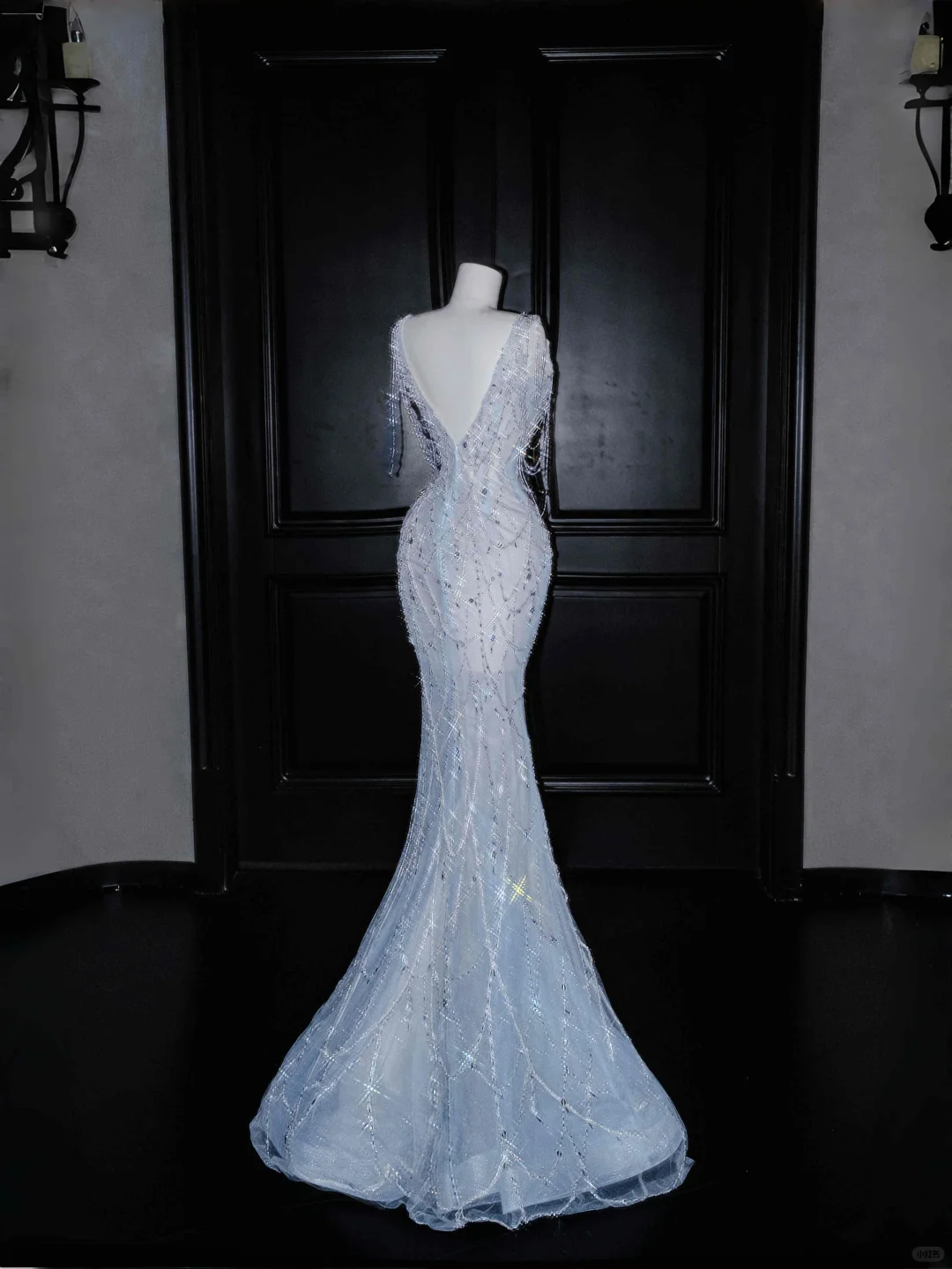 Light Blue Sleeveless Mermaid Beading Long Evening Dress Birthday Outfits, DP5090