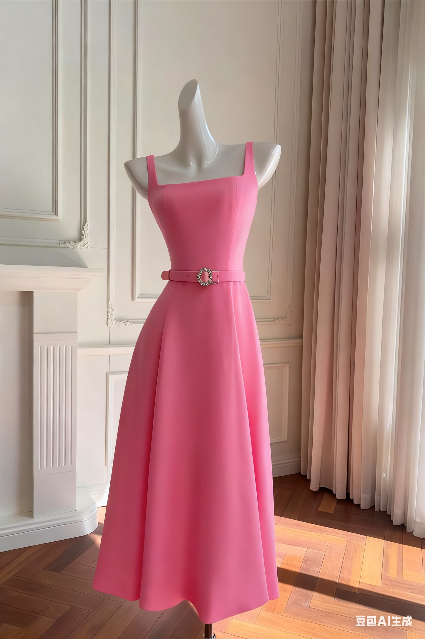 Vintage A-Line Prom Dress Sash Evening Gown Simple Party Dress Tea Length Formal Dress DP6960