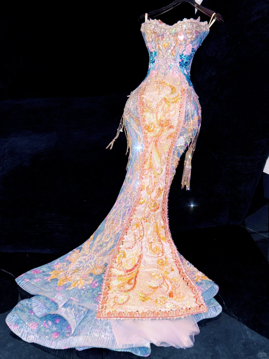 Gorgeous Sparkling Sweetheart Beaded Sequined Embroidery Design Elegant Mermaid Prom Dress Evening Dress DP6232