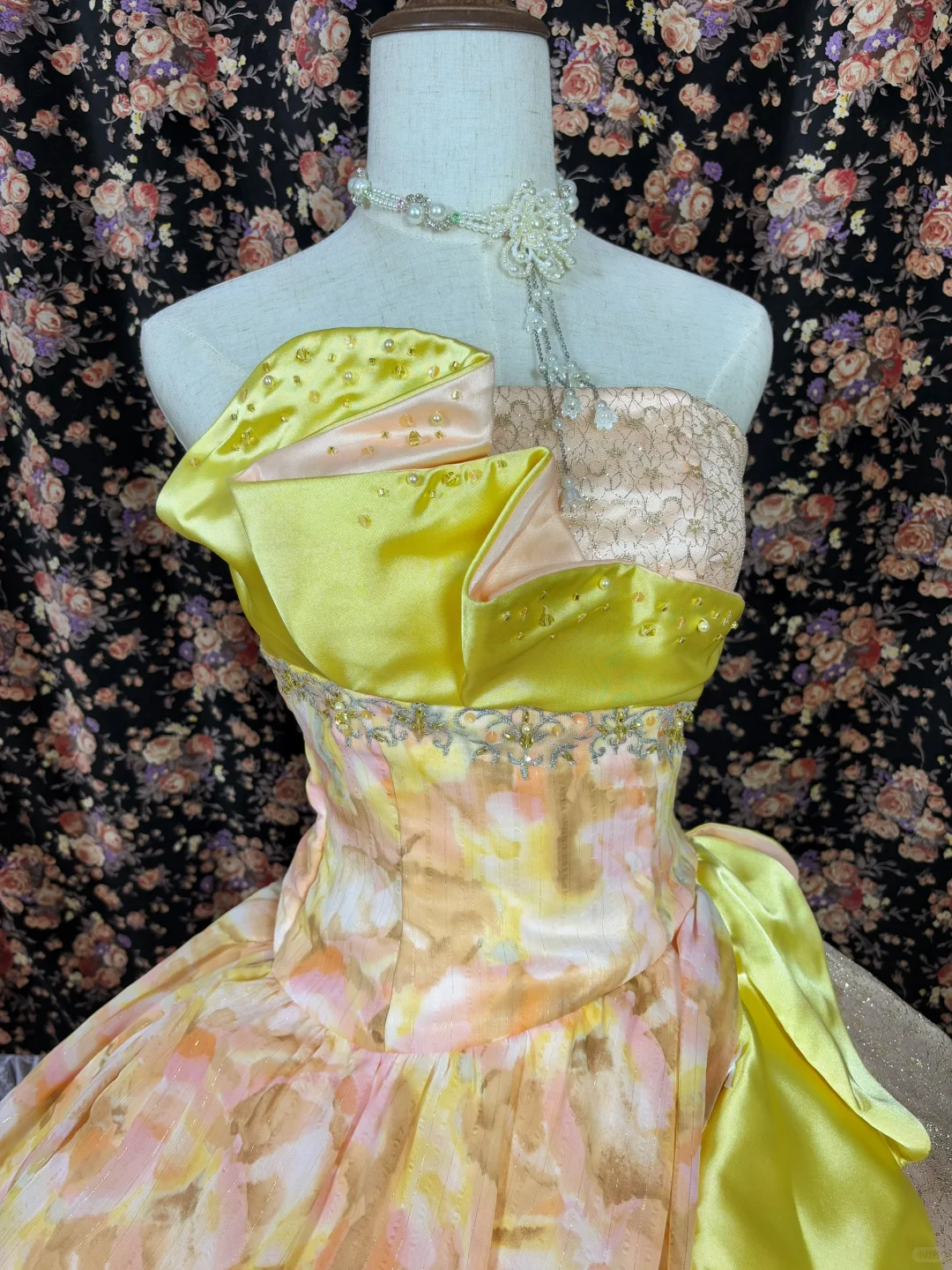 Elegant Floral Sweet 16 Quinceanera Strapless A-Line Floor-length Prom Dress Birthday Dress Evening Dress Ball Gown DP6424