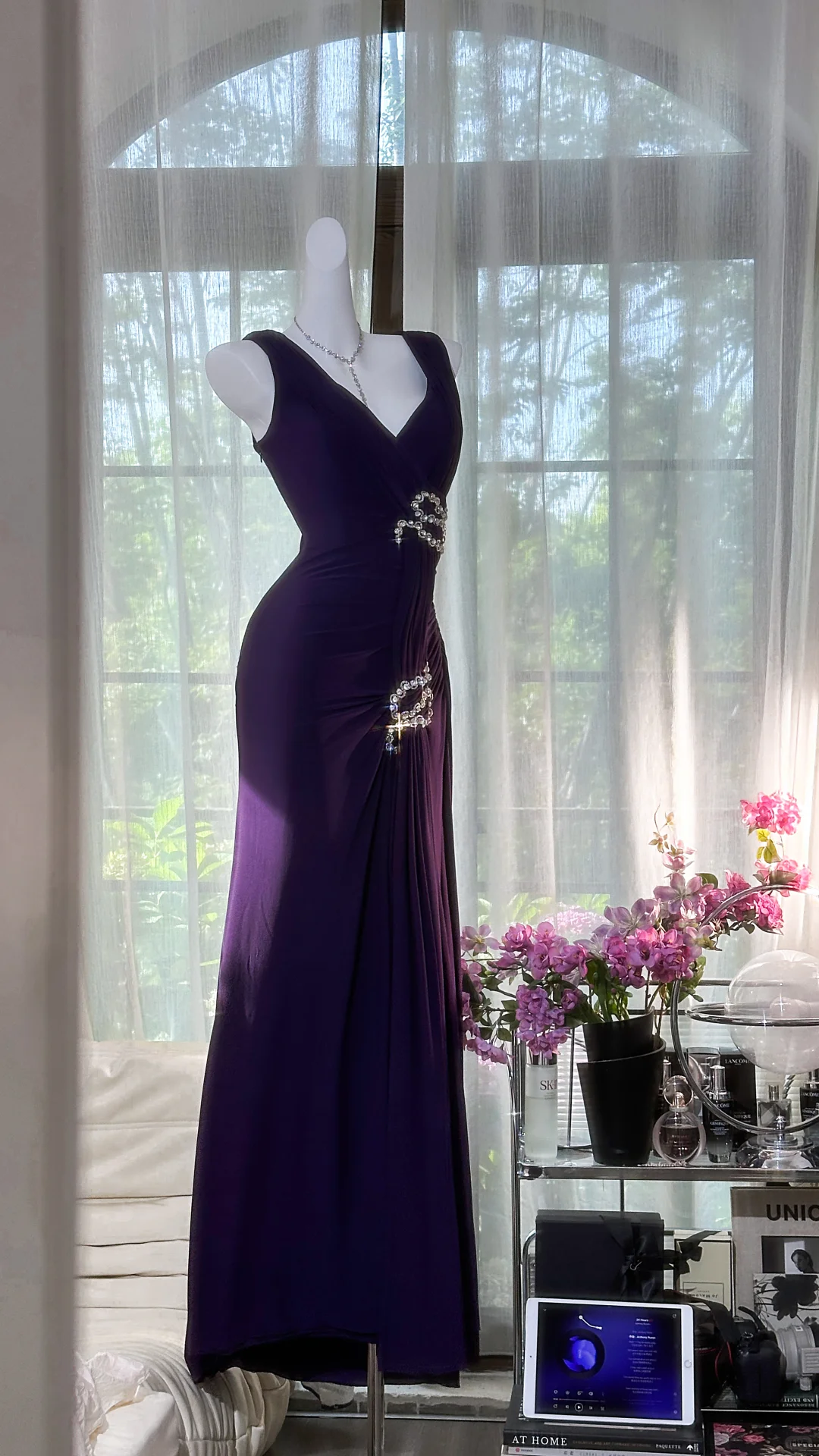 Gorgeous Purple Glittering Beaded Mermaid Prom Dress Evening Dress DP6361