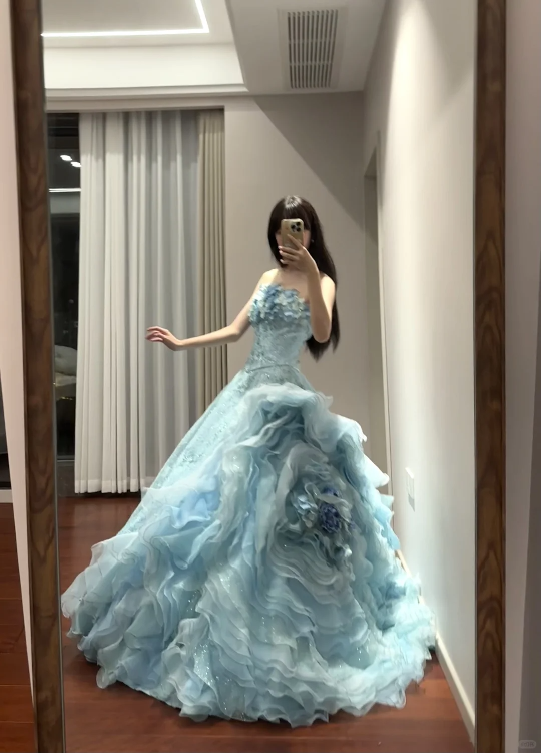 Blaues trägerloses A-Linien-Chiffon-Quinceanera-Kleid, Sweet 16-Geburtstags-Ballkleid, DP5156