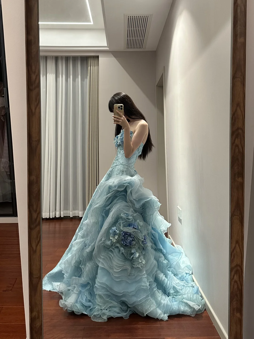 Blaues trägerloses A-Linien-Chiffon-Quinceanera-Kleid, Sweet 16-Geburtstags-Ballkleid, DP5156