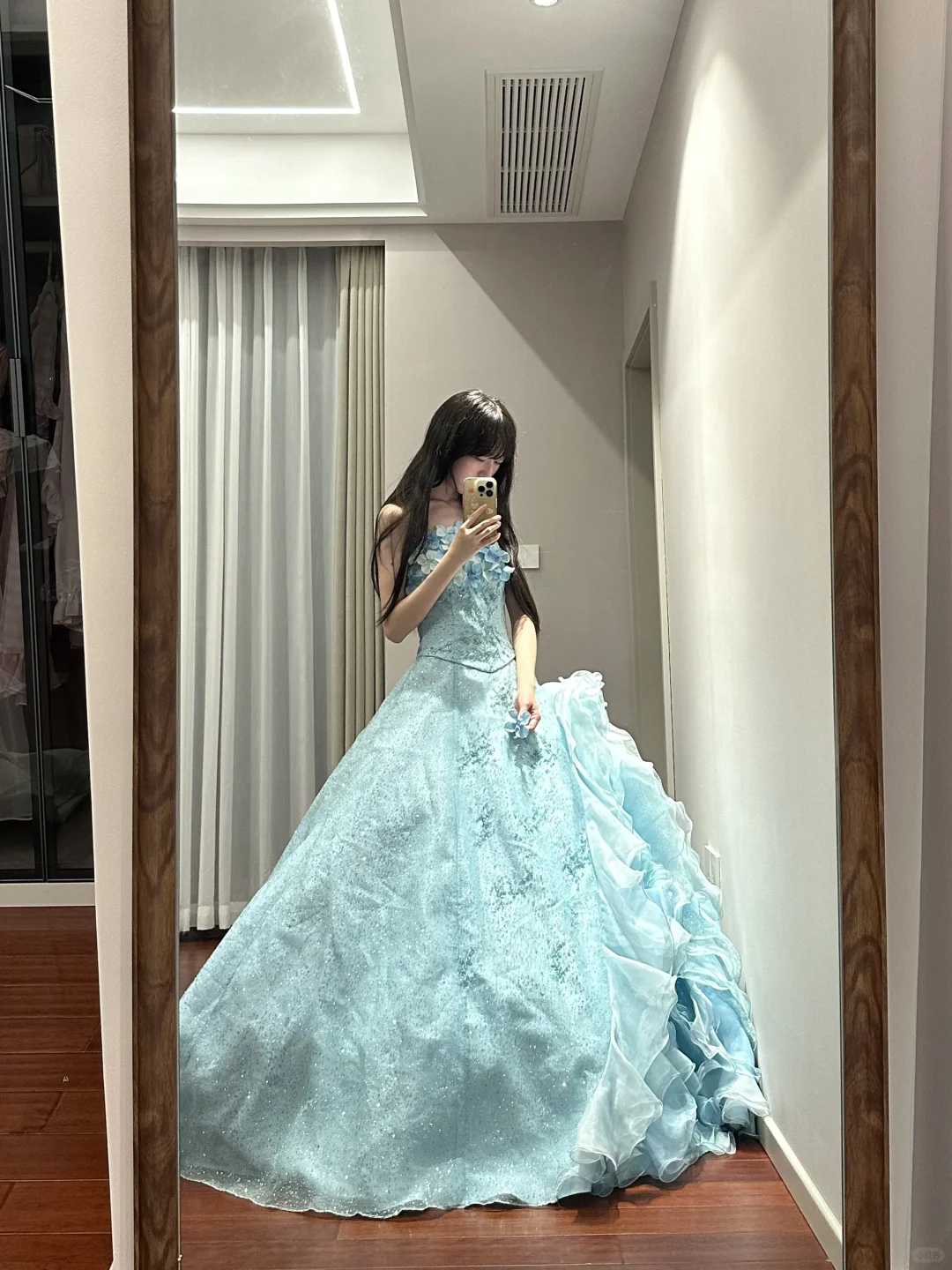 Blaues trägerloses A-Linien-Chiffon-Quinceanera-Kleid, Sweet 16-Geburtstags-Ballkleid, DP5156