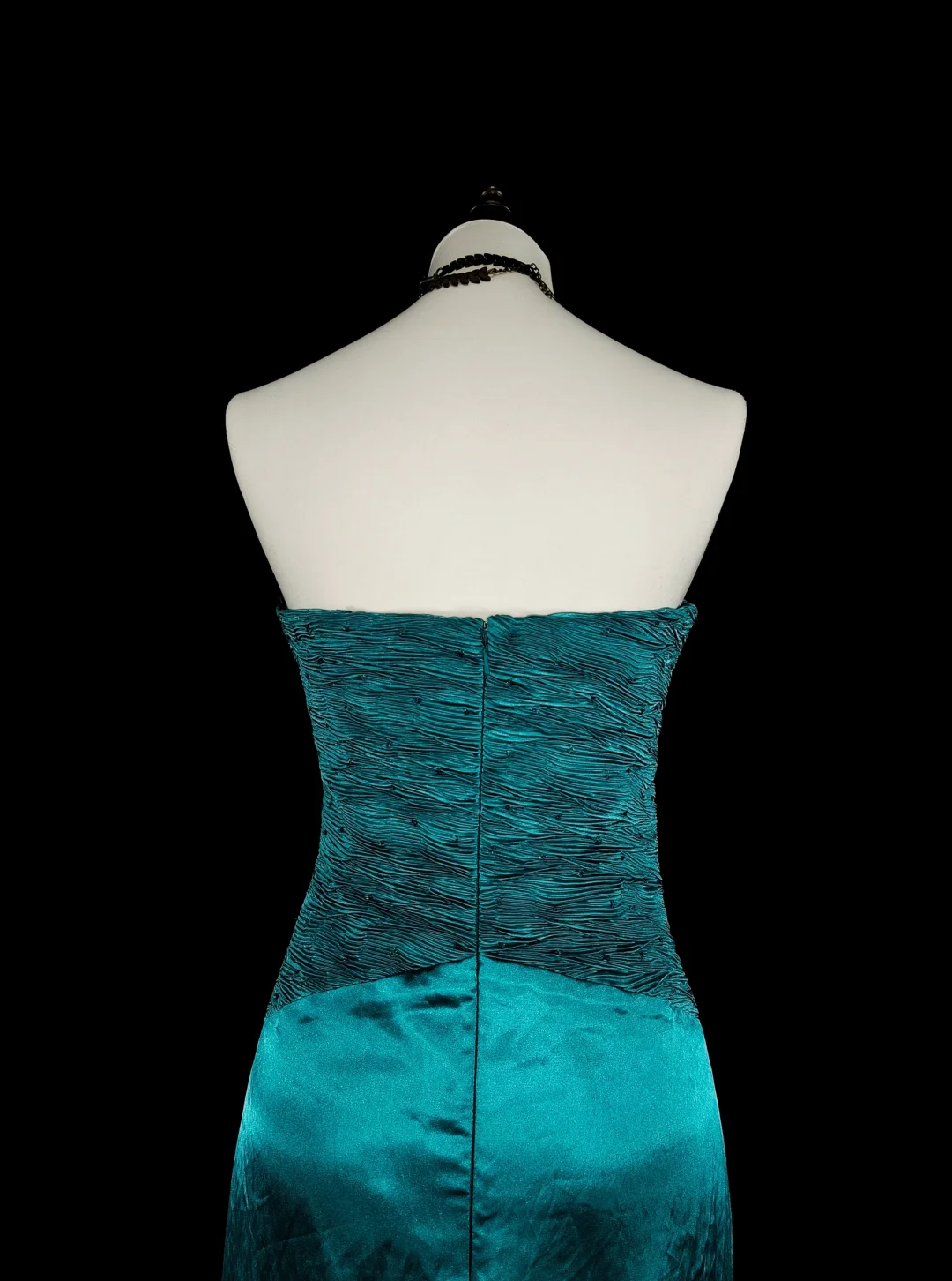 Pfauenblaues trägerloses Meerjungfrau-Kleid mit Perlenbesatz im Vintage-Stil, langes Abend- und Partykleid, DP5165