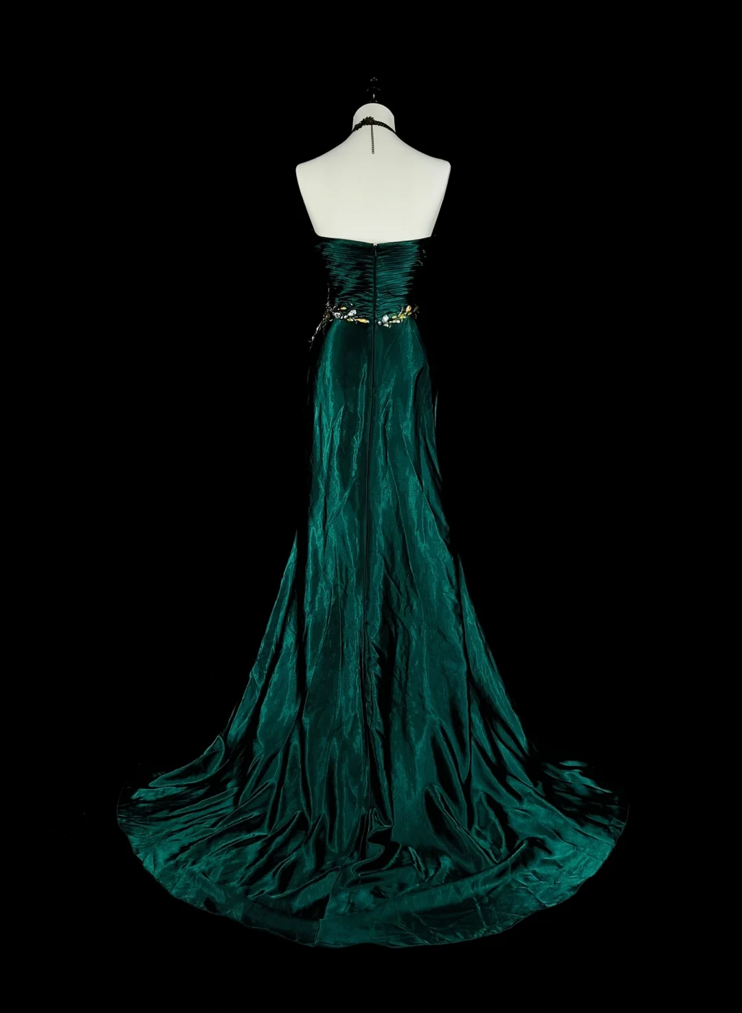 Dark Green Strapless Mermaid Beading Vintage Long Evening Party Dress, DP5166
