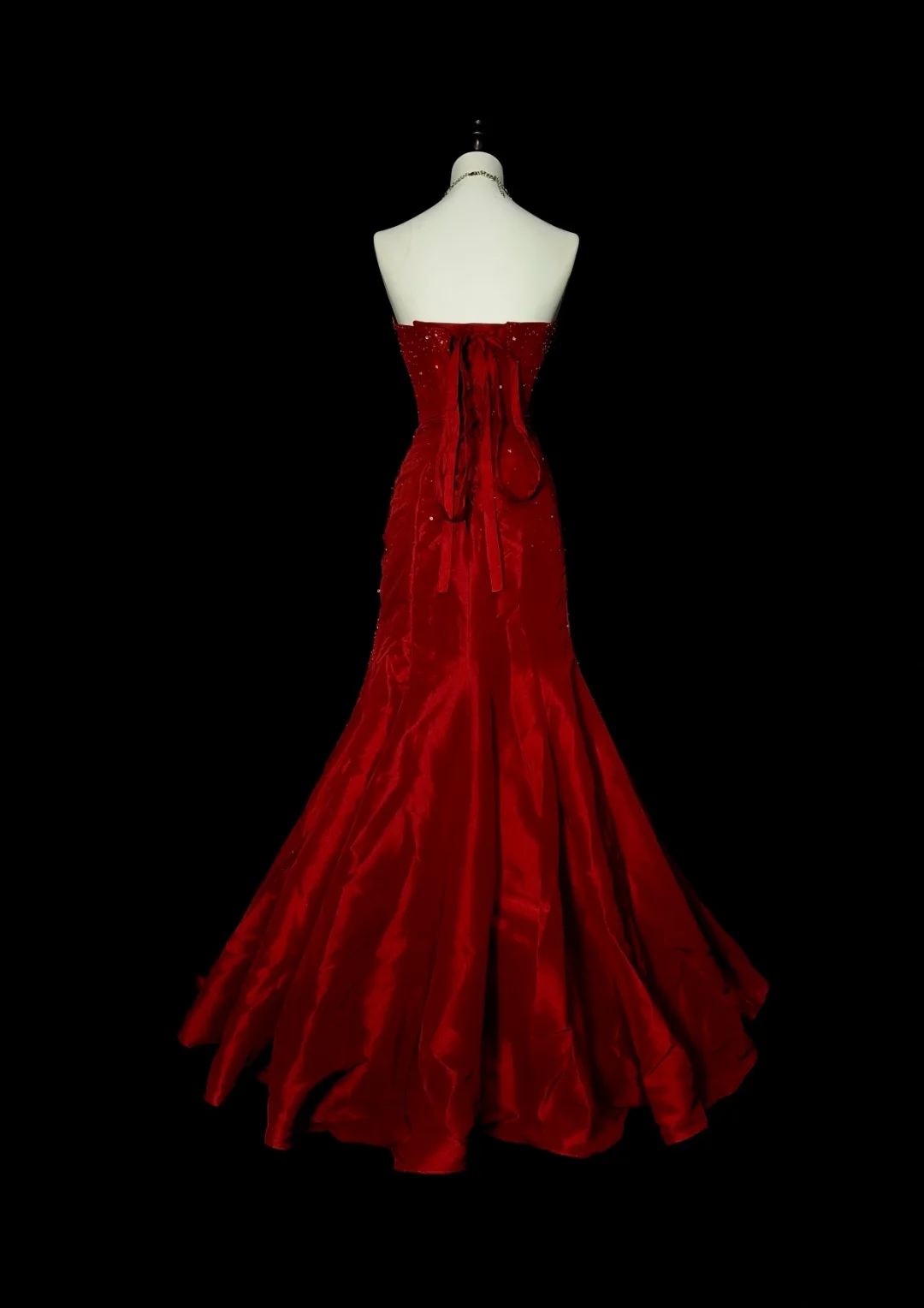 Charming Red Strapless Mermaid Beading Vintage Long Evening Party Dress, DP5167