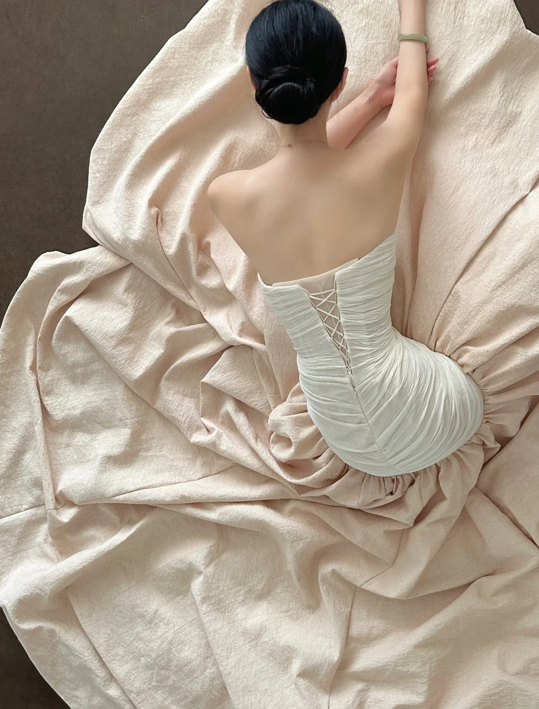 Light Pink Ombre Strapless A-Line Long Evening Dresses Birthday Outfits, DP5104