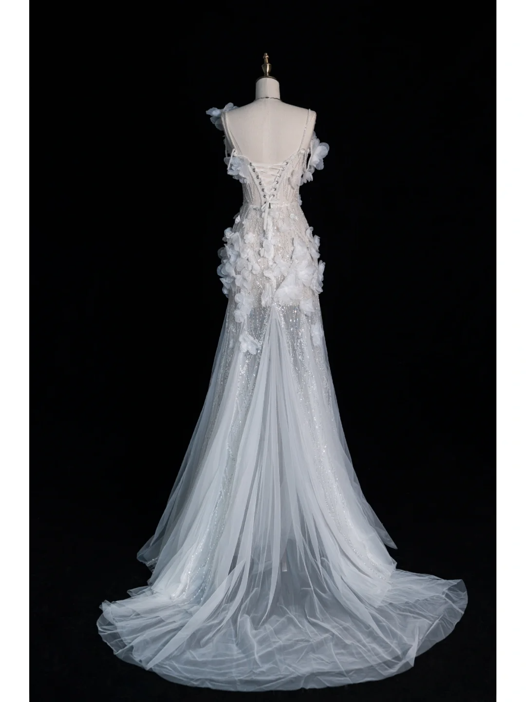 Stunning Straps Mermaid Beading Long Evening Party Dresses Wedding Dress, DP5208