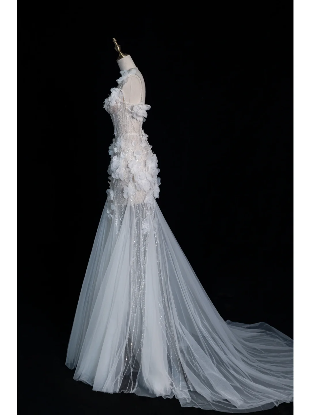 Stunning Straps Mermaid Beading Long Evening Party Dresses Wedding Dress, DP5208