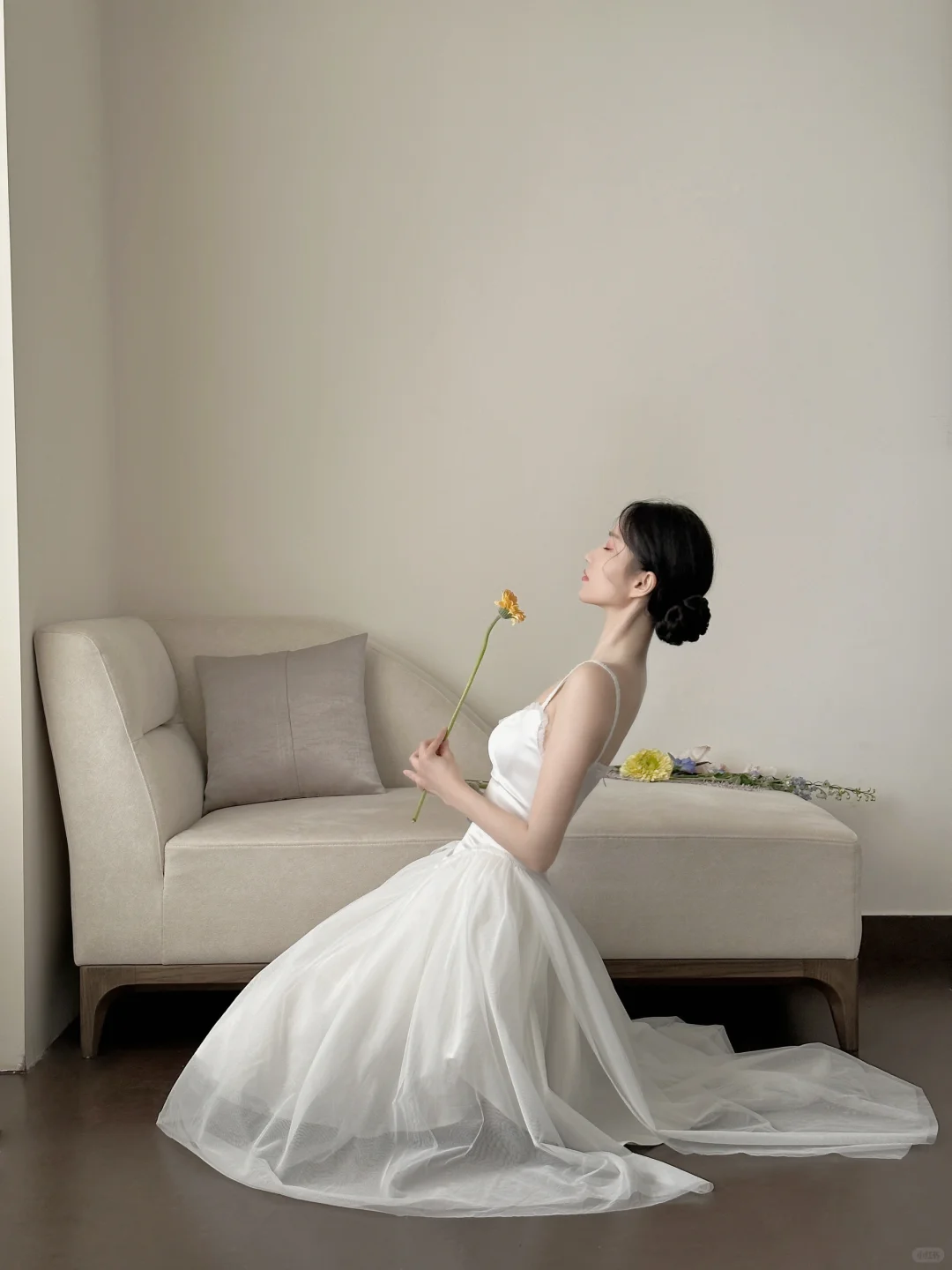 Simple White Spaghetti Straps A-Line Satin Midi Length Party Dress Birthday Outfits, DP5110