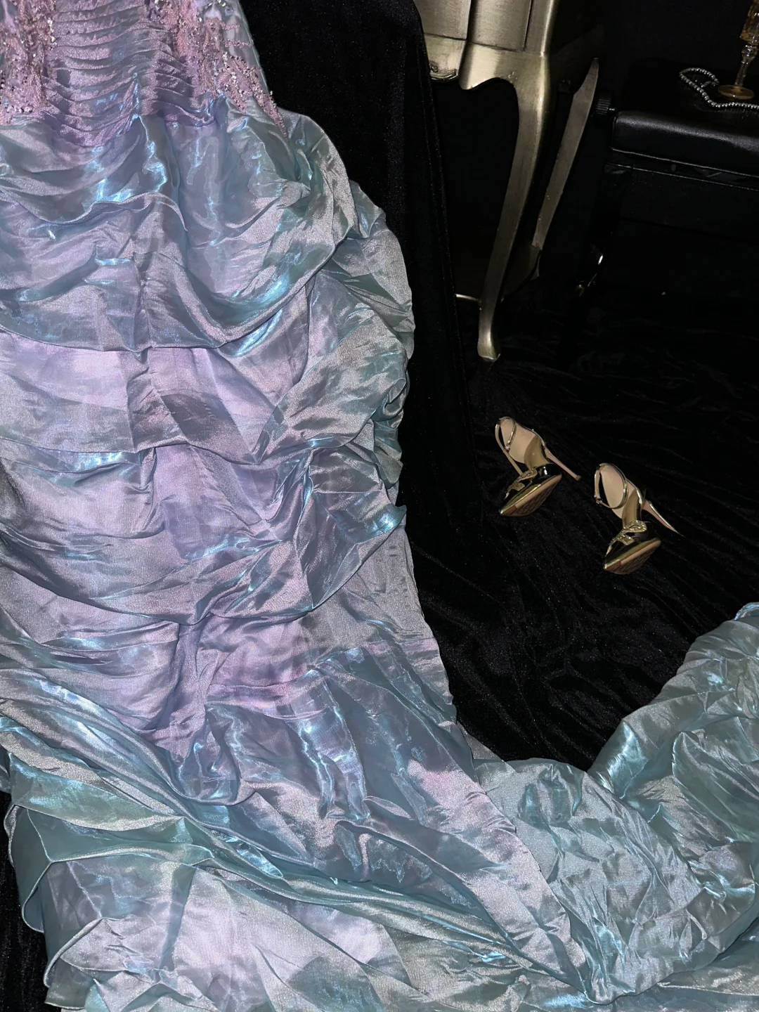 Gorgeous Straps Mermaid Beading Chiffon Long Evening Dresses Birthday Outfits, DP5069