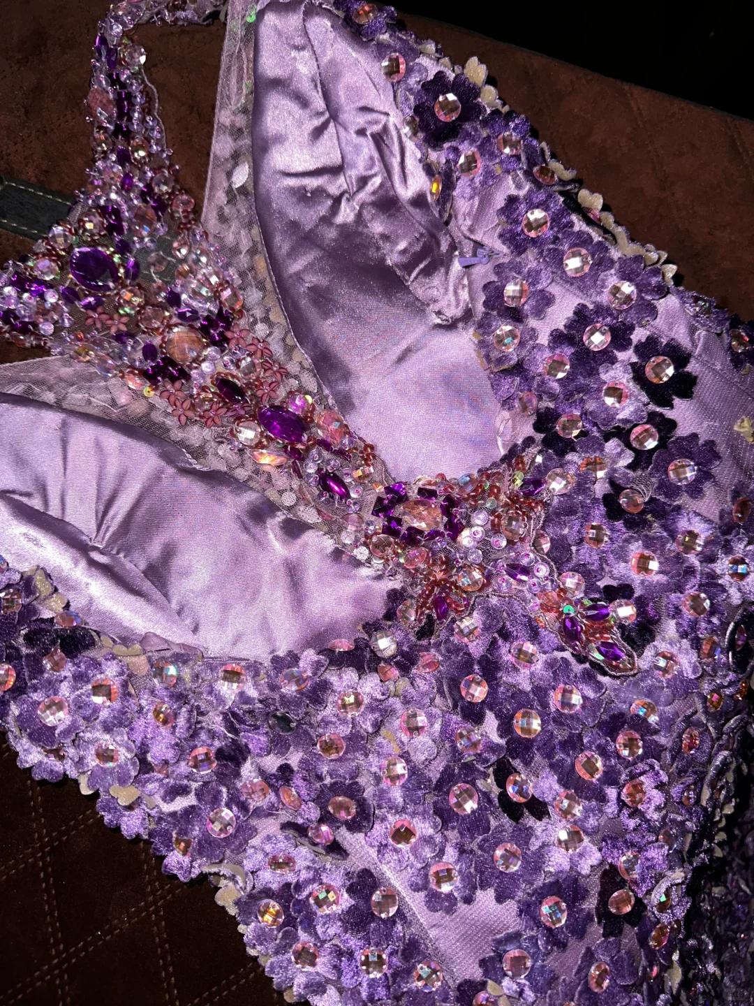 Gorgeous Purple A-Line Floral Beading Long Evening Party Dress Birthday Outfits, DP5075