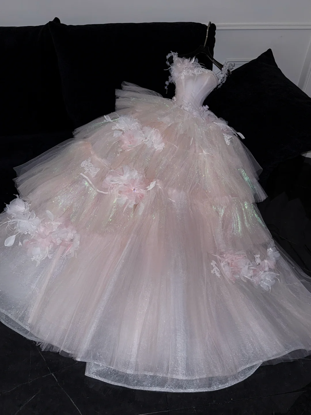 Gorgeous Pink Straps A-Line Tulle Sweet 16 Birthday Ball Gown Princess Party Dress, DP5050