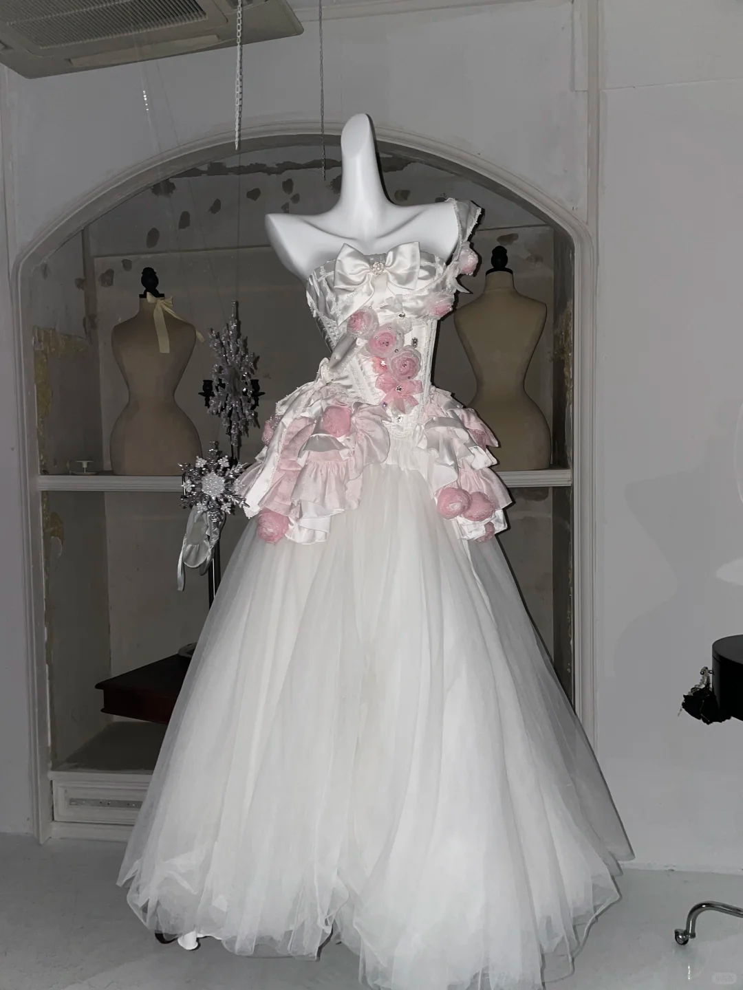 Lovely White Floral A-Line Tulle Long Prom Dress Sweet 16 Birthday Outfits, DP5033