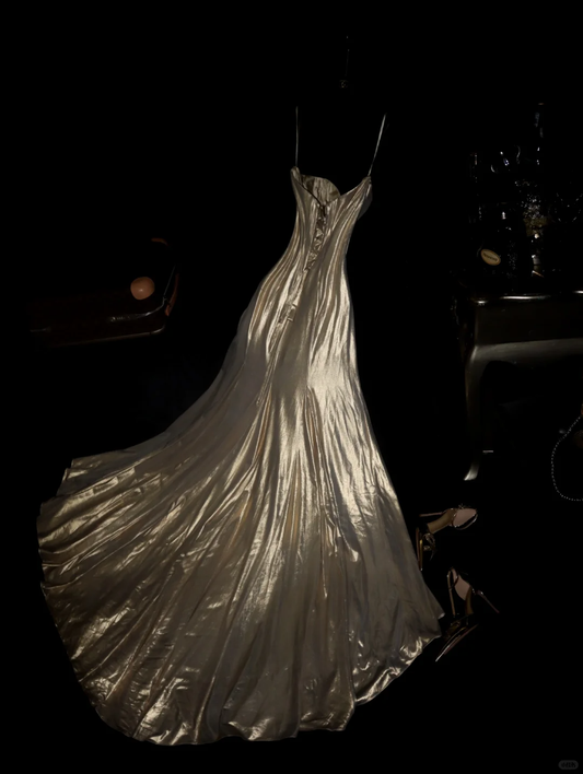 Silky Sweetheart A-Line Beading Satin Long Evening Party Dress Birthday Outfits, DP5082