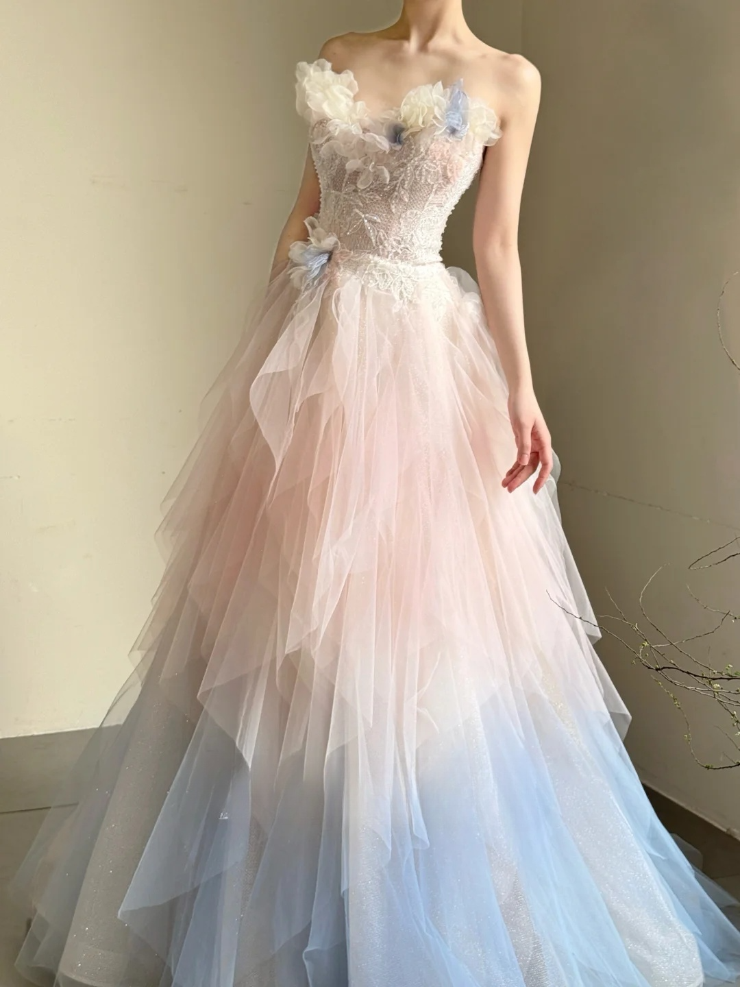 Elegant Sweetheart Ombre A-Line Tulle Party Dress Birthday Outfits Senior Prom Dress, DP5051