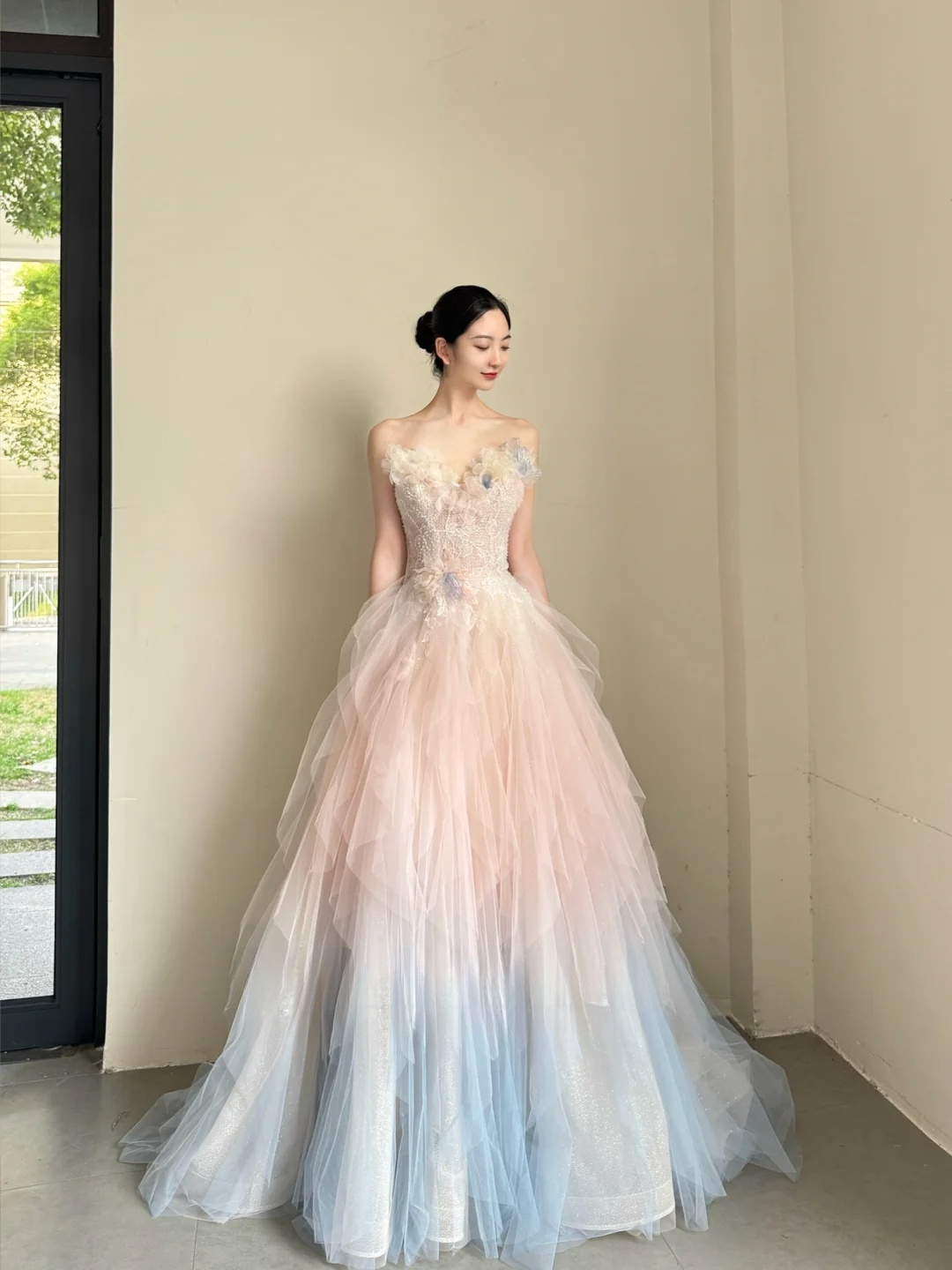 Elegant Sweetheart Ombre A-Line Tulle Party Dress Birthday Outfits Senior Prom Dress, DP5051