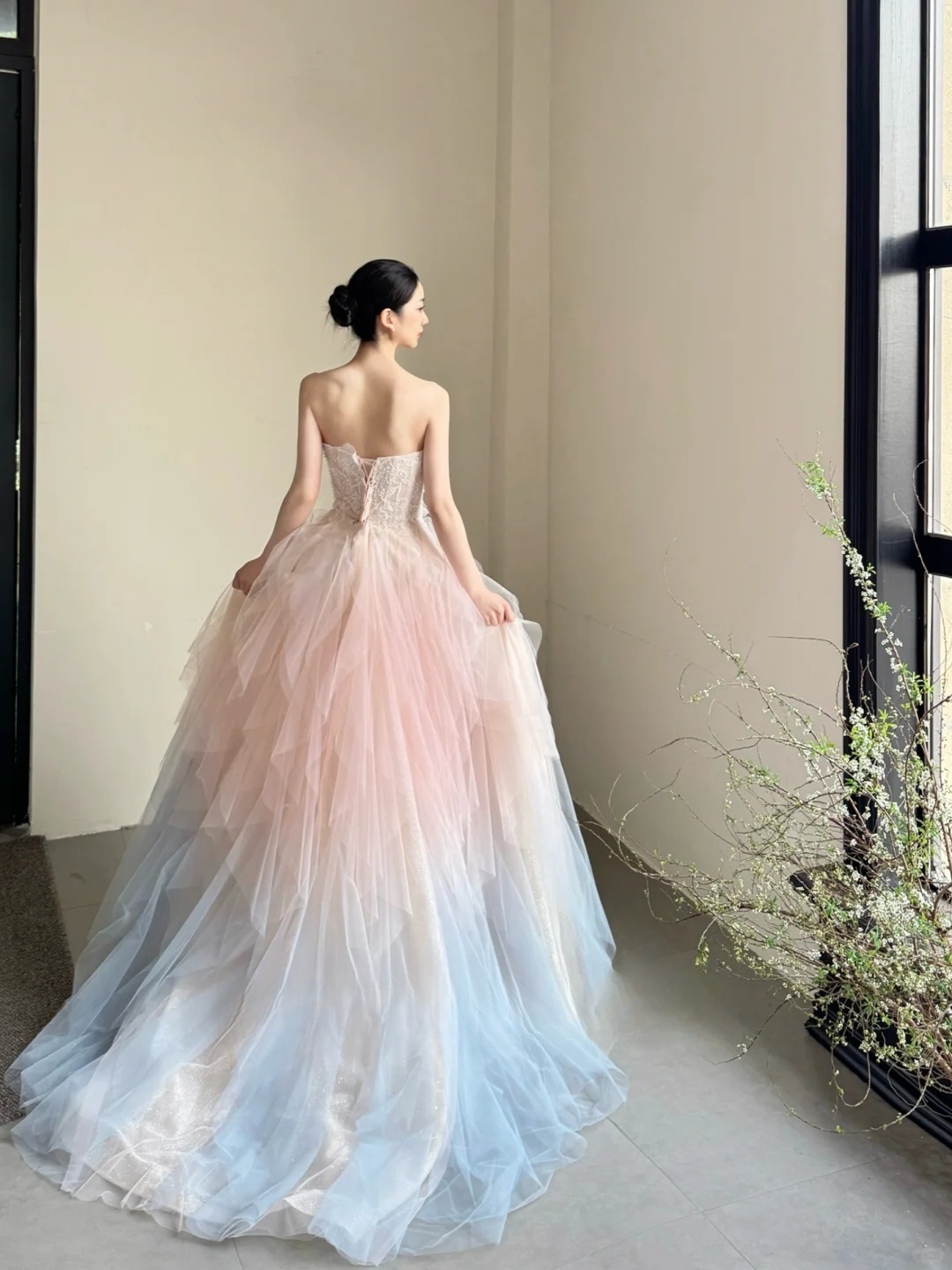 Elegant Sweetheart Ombre A-Line Tulle Party Dress Birthday Outfits Senior Prom Dress, DP5051