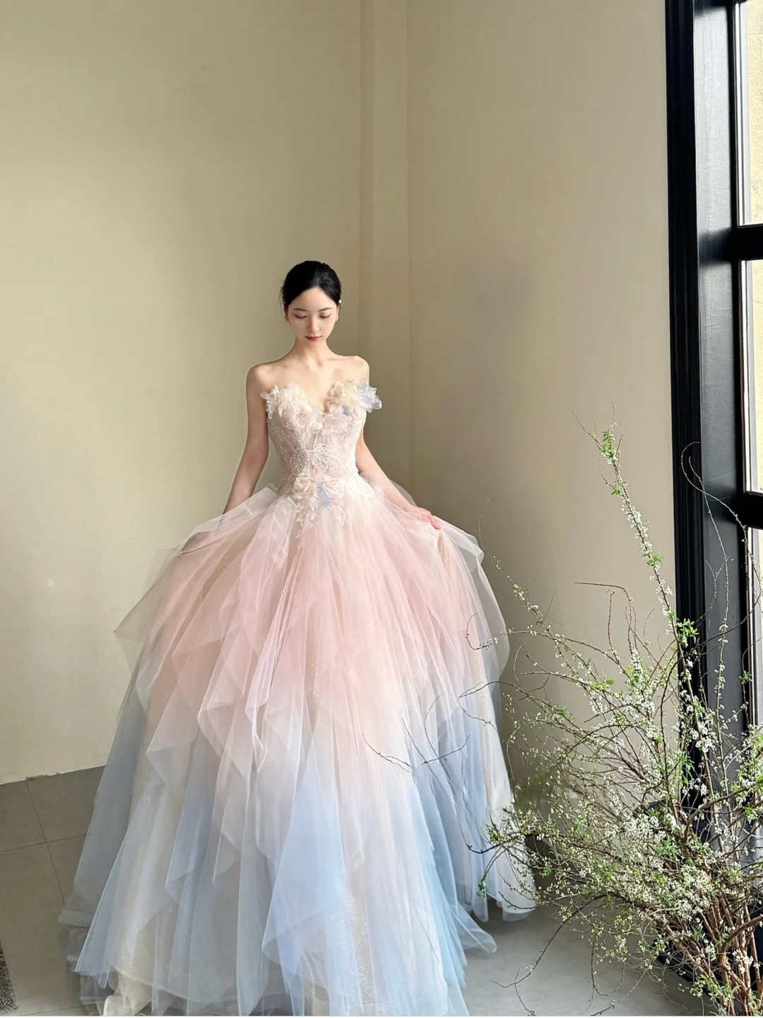Elegant Sweetheart Ombre A-Line Tulle Party Dress Birthday Outfits Senior Prom Dress, DP5051