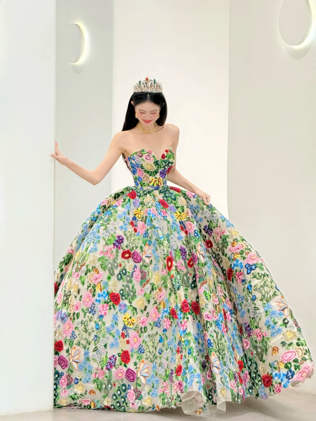 Gorgeous Strapless A-Line Floral Quinceanera Dress Unique Birthday Ball Gown, DP5041