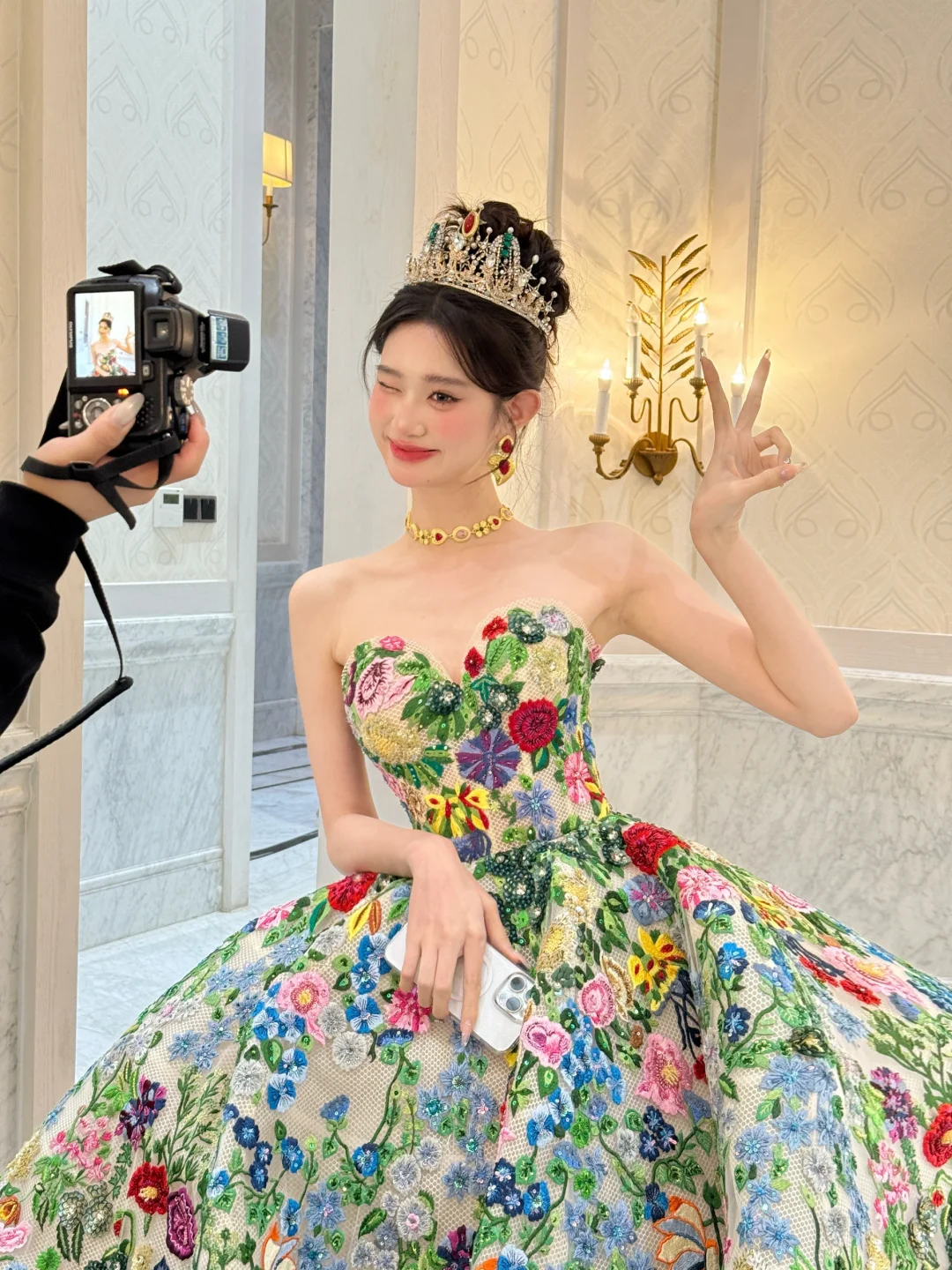 Gorgeous Strapless A-Line Floral Quinceanera Dress Unique Birthday Ball Gown, DP5041