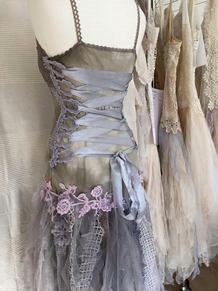 Robe de soirée longue trapèze vintage à bretelles grises et appliques en tulle, DP4325