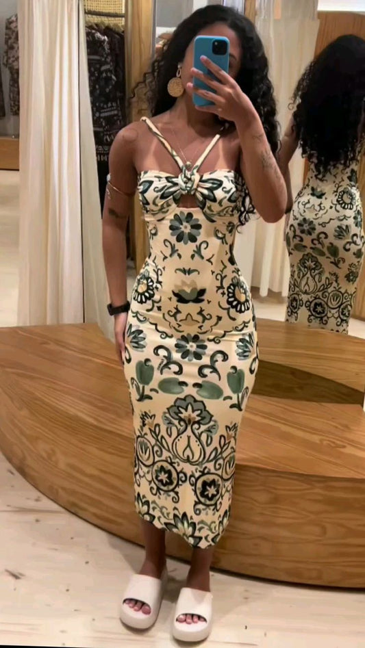 Etuikleid mit Blumenmuster und Trägern, modisches Freizeitkleid, DP4330