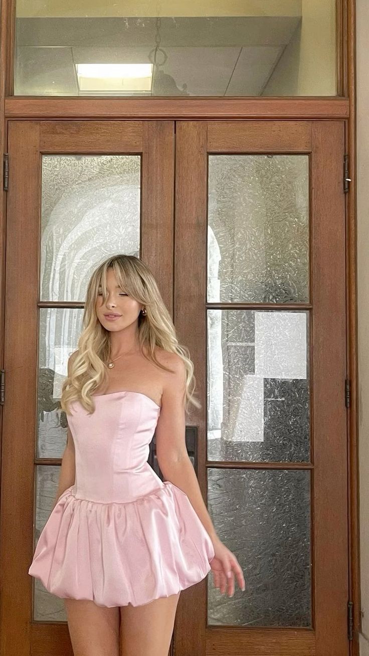Lovely Pink Strapless A-Line Short Homecoming Dress Birthday Outfits, DP4414