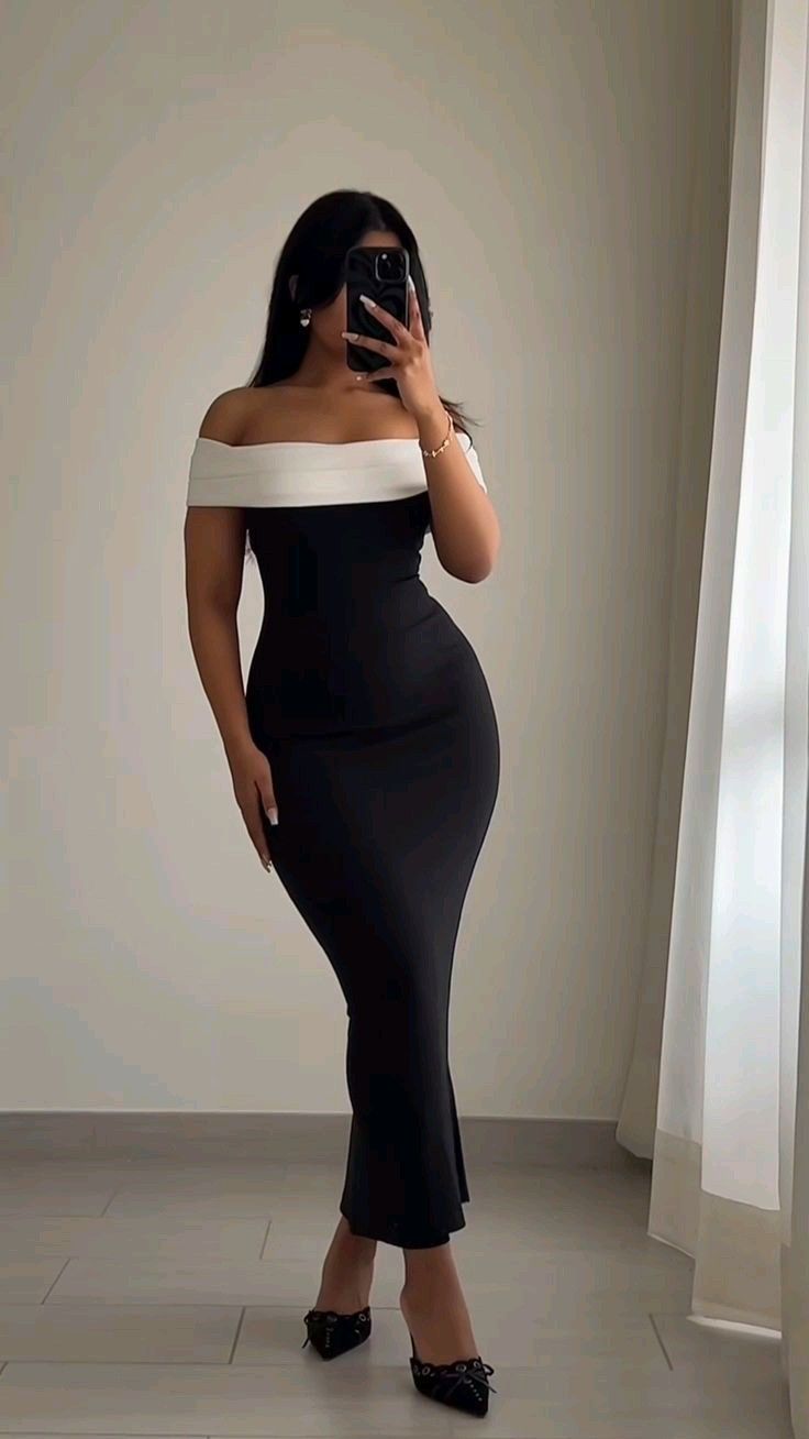 Schwarzes schulterfreies Meerjungfrauen-Partykleid, langes Hochzeitsgastkleid, DP4435