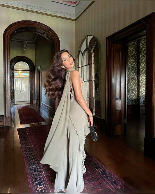 Elegant Spaghetti Straps V Neck Mermaid Long Evening Party Dress, DP4473