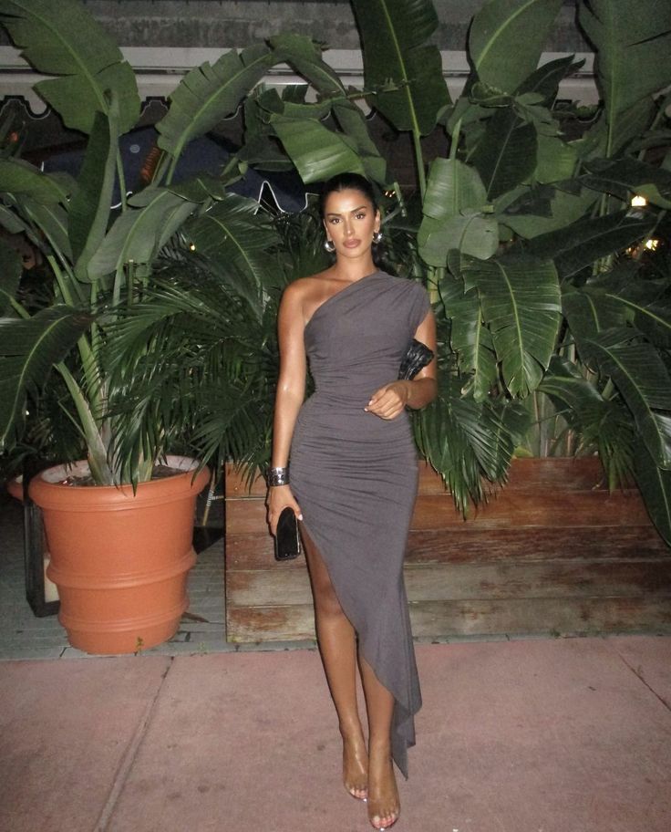 Grey One Shoulder Sheath Simple Party Dress Cocktail Dress, DP4474