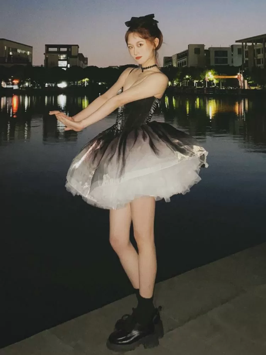 Robe de soirée trapèze à décolleté en cœur et dégradé, mini robe d'anniversaire, DP4478