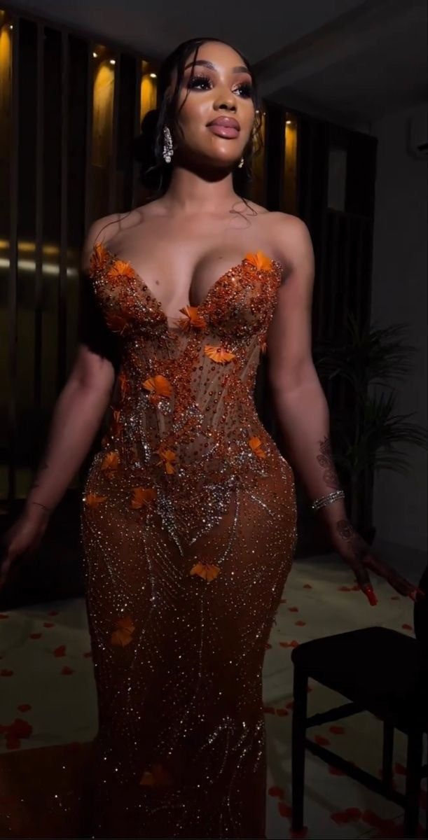 Sexy Orange Sweetheart Mermaid Beading Birthday Outfits Long Prom Dresses, DP4993