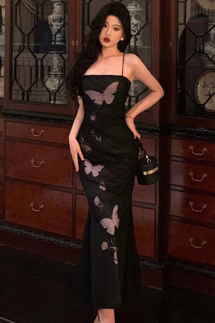 Elegant Ivory Spaghetti Straps Mermaid Long Party Dress Evening Dress, DP4498