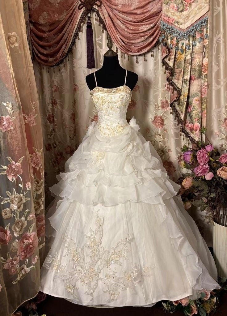 Robe de mariée rétro vintage à bretelles spaghetti, coupe trapèze, robe de bal, robe de soirée, DP4513