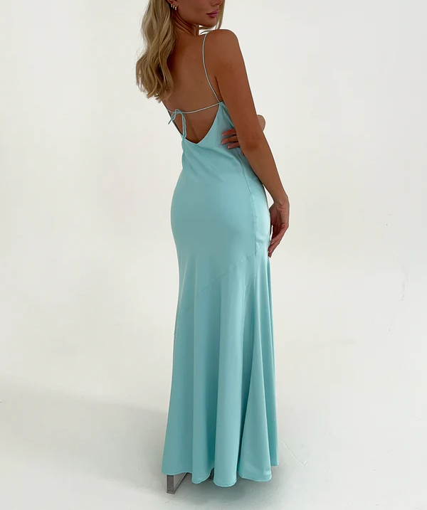 Yellow Straps Sheath Satin Simple Long Party Dress Wedding Guest Dress, DP4534