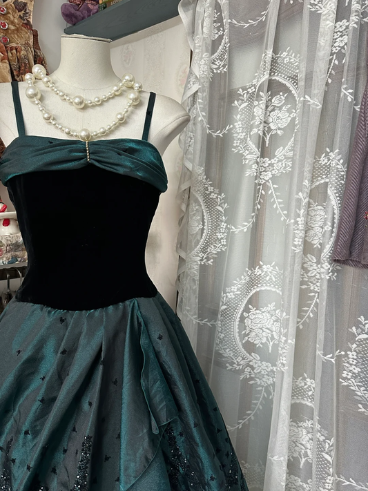 Elegant Spaghetti Straps A-Line Vintage Long Prom Dress Formal Party Dress, DP4577