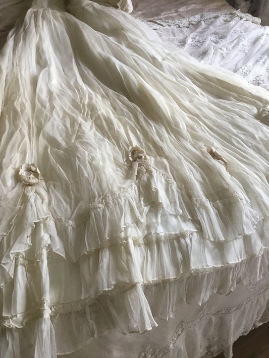 Robe d'anniversaire longue élégante ivoire, coupe trapèze, style vintage, DP4583