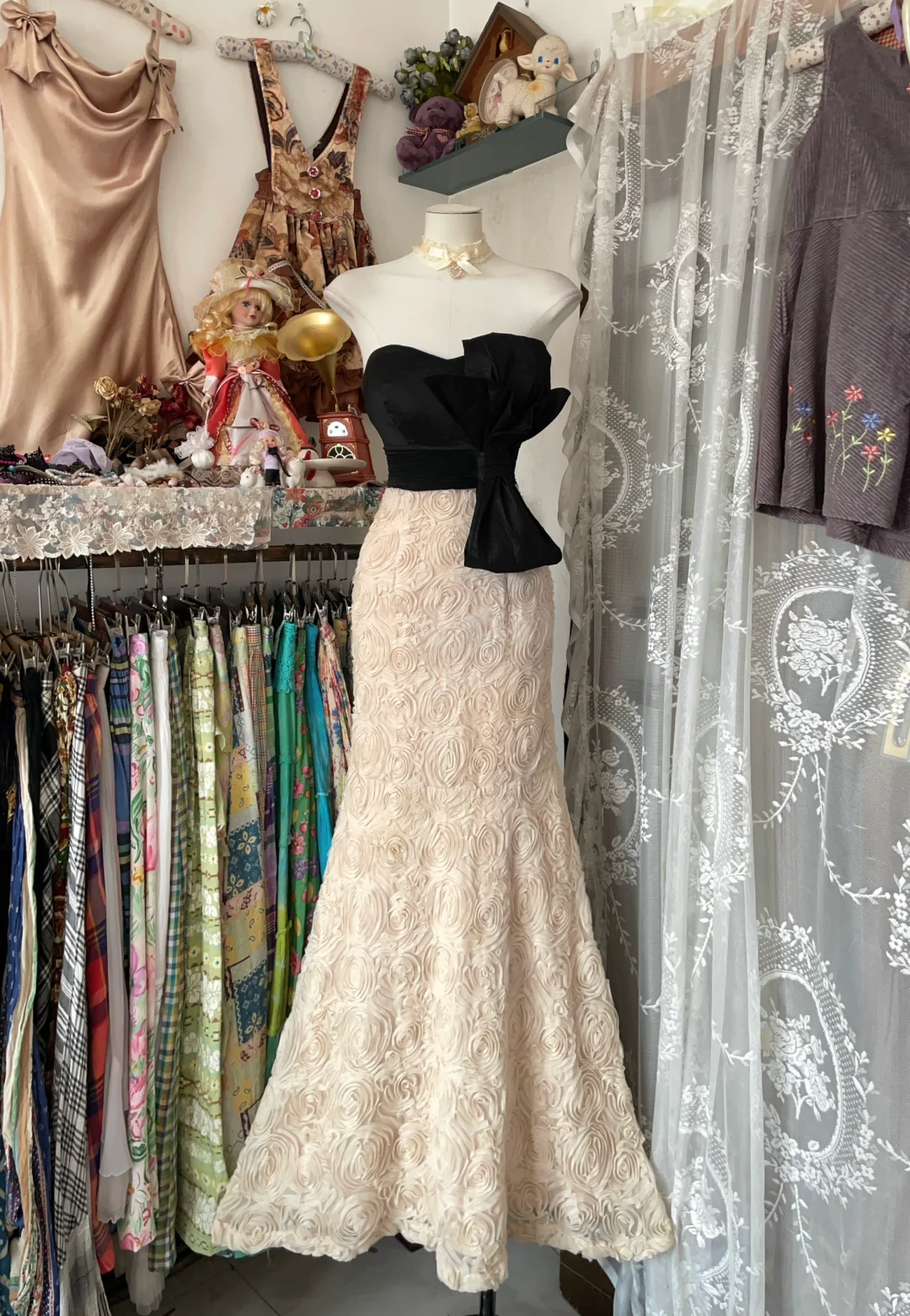 Robe de soirée longue style sirène rétro à col en cœur, DP4585